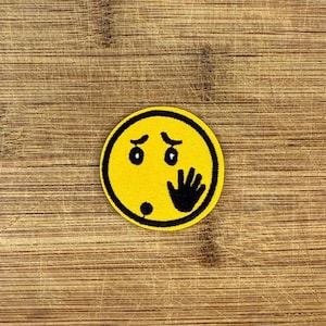 Funny Emoji Iron-On Patch – 1.75&quot; Slap to the Cheek Face Embroidered Patch – Meme Reaction Smiley Applique for Jackets, Backpacks & Hats