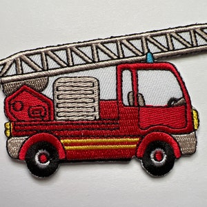 Fire Truck Iron-On Patch – 3.25&quot; x 2.25&quot; Embroidered Applique for Jackets, Backpacks, and Hats