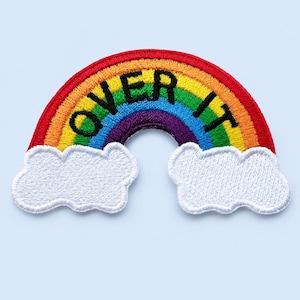 Rainbow Iron-On Embroidered Patch - 6-Color Arch with Clouds - Whimsical and Cheerful 3-Inch Iron-On Applique for Clothing and Accessories