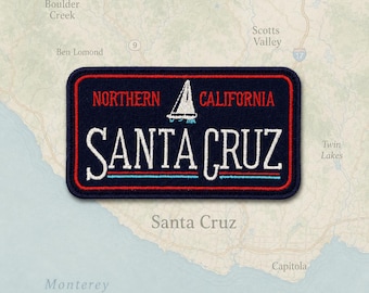 Santa Cruz California Patch – Sailboat Beach Embroidered Iron-On Souvenir 4.5×2.5in