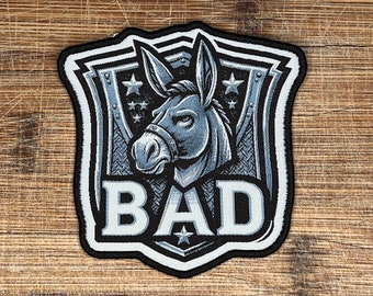 Badass 3.5 Inch Iron-On Patch Donkey Design