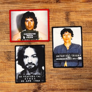 True Crime Trifecta Charlie Manson Richard Ramirez Rodney Alcala Iron On Three 3 Patch Set