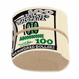 Money Patch Cash Dollar Bill Currency Iron On Embroidered Applique 3x3in