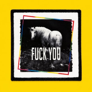 „Fuck You Unicorn Punk“-Aufnäher – Lustiger 7,6 x 7,6 cm großer Bügelaufnäher für Erwachsene – Scherzartikel
