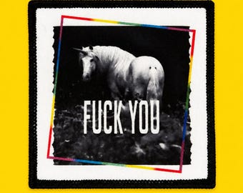 Naszywka „Fuck You Unicorn Punk” – zabawny gadżet dla dorosłych do naprasowania, 3 x 3 cale
