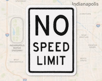 No Speed Limit Patch 3.5×2.5in – Embroidered Iron-On (Sew On) Road Sign for Jackets & Backpacks