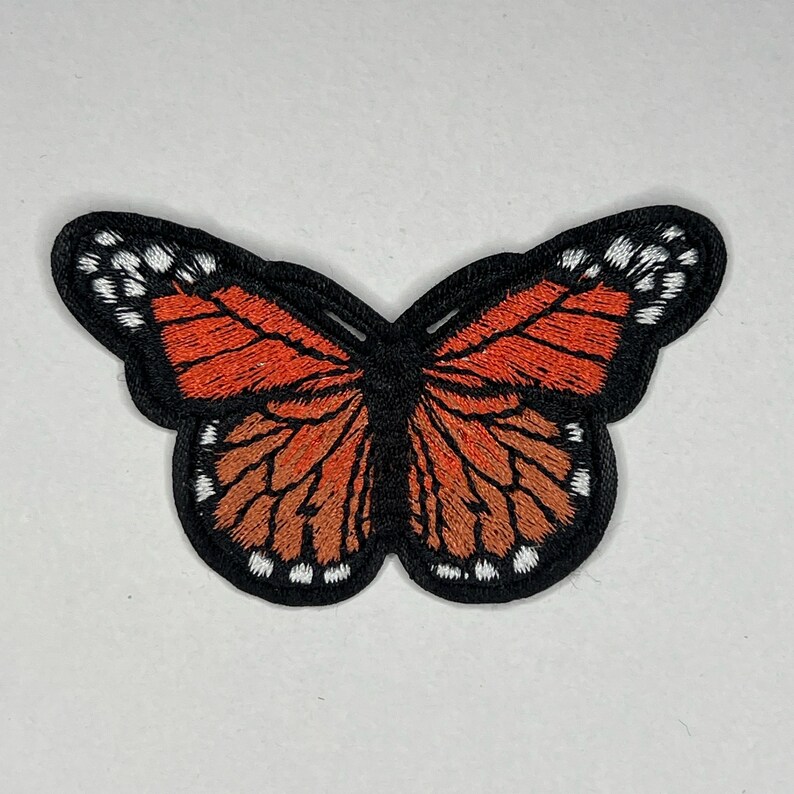 Butterfly Iron-On Embroidered Patch 3 Inch Choose from 7 Vibrant Colors Salmon