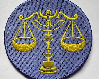 Libra Zodiac Horoscope Embroidered Iron On Patch 3.5 Inches