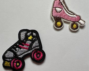 Pink Roller Skate Roller Derby Star Appliqué Iron On Patch 1.5”