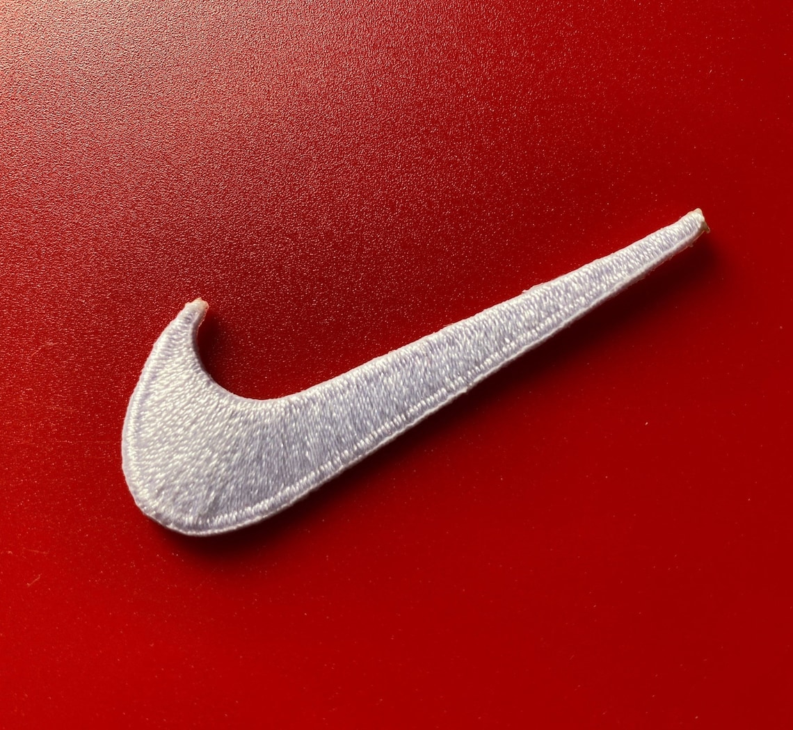 Nike swoosh logo highquality embroidered iron on patch white  etsy Nike swoosh logo highquality embroidered iron on patch white  etsy