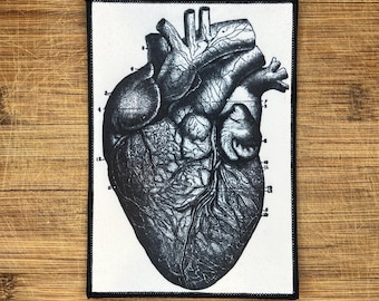 Anatomical Heart Patch – Anatomy Iron On, Vintage Illustration Lab Coat Patch, Medical Student Gift