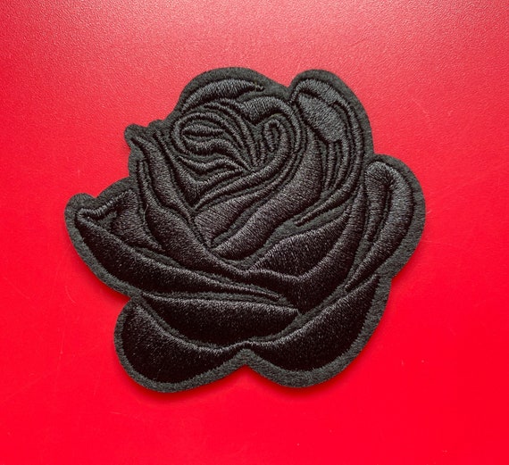 Patch Brodé Thermocollant Rose Noire Punk Gothique - 6 X 6,5 Cm - Déco Vêtement Et Accessoire