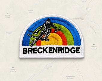 Naszywka narciarska Breckenridge, haftowana naszywka Colorado, pamiątka z jazdy na nartach w stylu retro, 3,75 x 2,5 cala