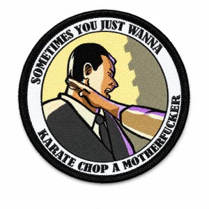 Karate Chop Morale Patch – Funny Adult Humor Embroidered Iron-On Badge – 3in