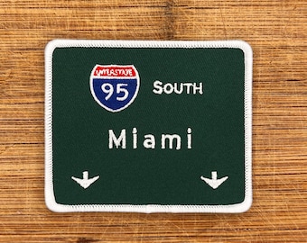 Florida Patch Miami Road Sign Street Travel Souvenir City Highway Interstate Iron On Embroidered3.5x3in