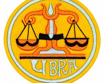 Parche del signo zodiacal Libra – Aplicación de balanzas de fieltro termoadhesiva de 7 cm – Regalo de astrología