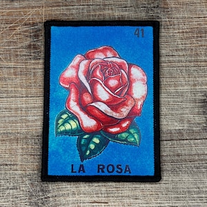 La Rosa Loteria Juego Mexicano La Rosa Parche para planchar 3,5 x 2,5 pulgadas
