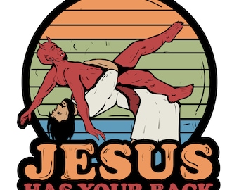 Adesivo cristão "Jesus te apoia", adesivo de vinil à prova d'água, 10 x 9,5 cm, adesivo de fé, desenho do diabo.