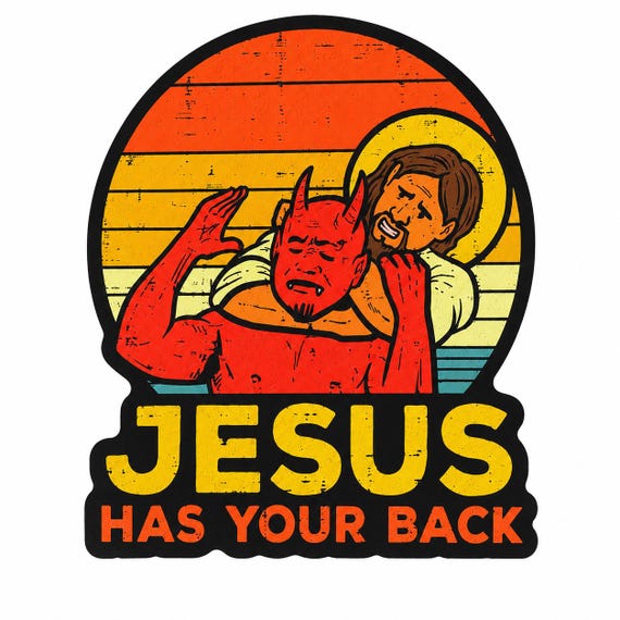 Funny Christian Sticker, Jesus Has Your Back Vinyl Decal, Jiujitsu