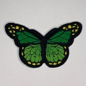 Butterfly Iron-On Embroidered Patch 3 Inch Choose from 7 Vibrant Colors Green