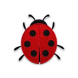 Red Ladybug Iron On Patch, Embroidered Garden Bug Applique for Kids Jackets Backpacks, Spring Nature Lover Gift 3x3in