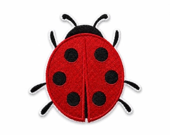 Red Ladybug Iron On Patch, Embroidered Garden Bug Applique for Kids Jackets Backpacks, Spring Nature Lover Gift 3x3in