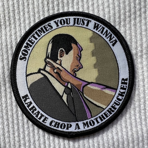 Karate Chop Mofo Martial Arts Humor Patch 3-Inch Iron-On Woven Design