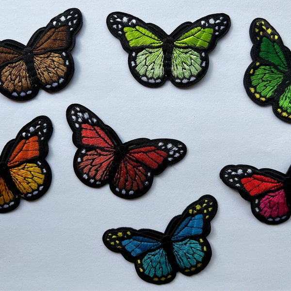 Butterfly Iron-On Embroidered Patch 3 Inch - Choose from 7 Vibrant Colors