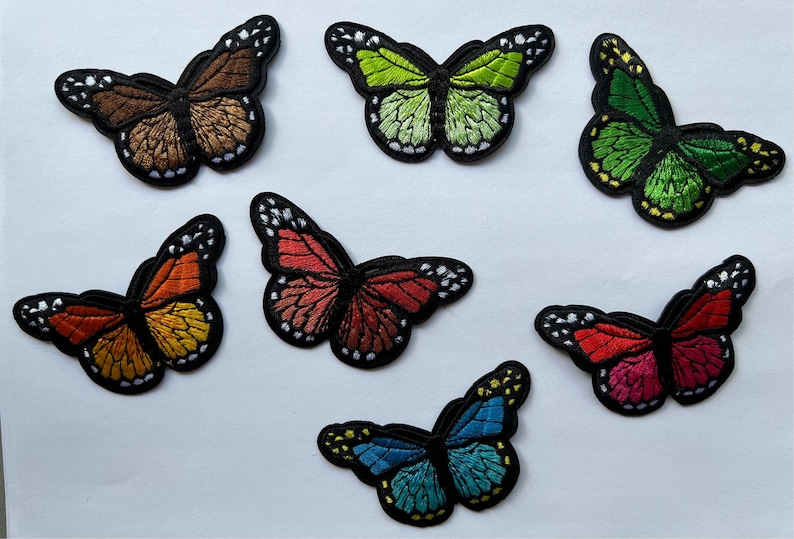 Butterfly Iron-On Embroidered Patch 3 Inch Choose from 7 Vibrant Colors All Designs