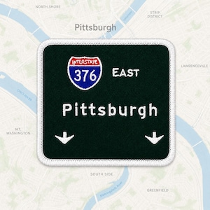 Pittsburgh Interstate 376 Embroidered Patch - 3.5x3 Inch Iron-On Road Sign Patch - Pennsylvania Travel Souvenir for Collectors