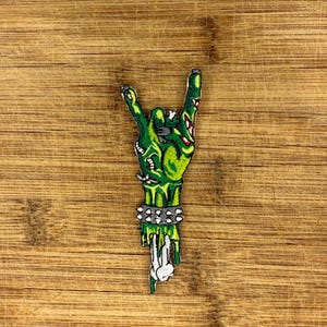 Zombie Patch – Rock On Hand Iron-On (Sew On) Embroidered Horror Appliqué, Punk/Goth Band Jacket & Backpack Patch, Devil Horns