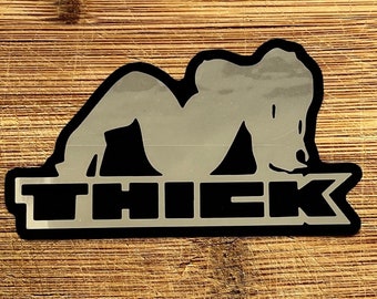Sexy Thick Seated Lady Sticker - 4-Inch Waterproof, Fade-Resistant Vinyl with Mirrored Finish - Trucker Mudflap Curvy Girl Pin-Up Art Decal