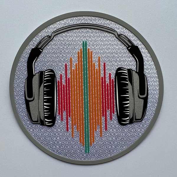 3D Colorful DJ Headphone Iron-On Patch 3" Silicone White Tatami Easy Apply