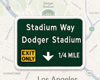 I-5 Los Angeles California Freeway Stadium Way Exit-patch 3,5 x 3 inch opstrijkbaar geborduurd