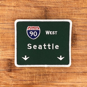 Washington Patch Seattle Road Sign Street Travel Souvenir City Highway Interstate Iron On Embroidered 3.5x3in