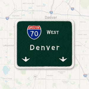 Colorado Patch Denver Road Sign Street Travel Souvenir City Highway Interstate Iron On Embroidered 3.5x3in