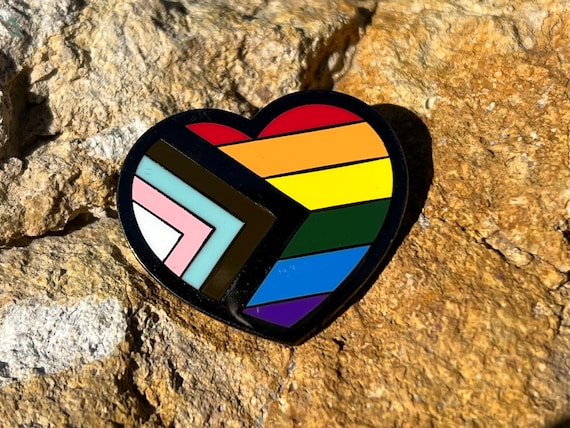 LGBTQIA Pride Flag Rainbow Heart Enamel Lapel Pin Badge