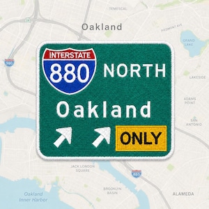 Señal de carretera Oakland Patch Interestatal 880 Norte, termoadhesiva, 3.75 x 3 pulgadas