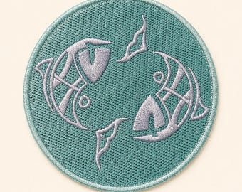 Pisces Patch, gesticktes Aufbügler, 3,5-Zoll-Fische, Sternzeichen, Astrologie Geschenk, himmlische Konstellation Fische