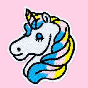 Unicorn Embroidered Iron-On Patch - 2.75x 2.5 Inch Rainbow Mane and Horn - Magical Applique for Hats Jackets & Backpacks