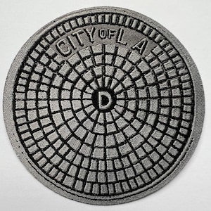 Los Angeles Manhole Cover Design Iron-On Patch 2.75 Inch