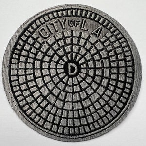 Los Angeles Manhole Cover Embroidered Patch - 2.75in Iron-On California Souvenir Applique Badge