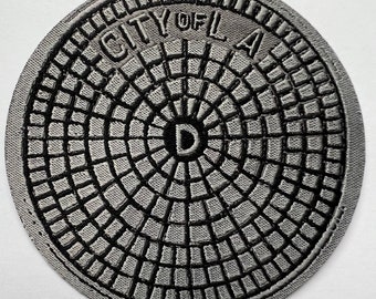 Los Angeles Manhole Cover Design Iron-On Patch 2.75 Inch