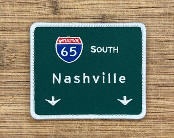 Nashville One-Way Sign Embroidered Iron-On Patch – Tennessee Souvenir – New