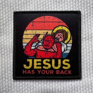 Jesus Has Your Back Jiujitsu Christian Iron On Patch 3 Inches And 4 Inch Sticker image 2