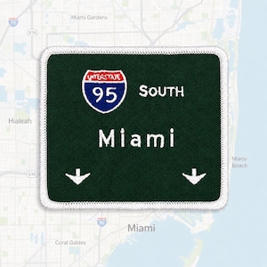 Florida Patch Miami Road Sign Street Travel Souvenir City Highway Interstate Iron On Embroidered3.5x3in