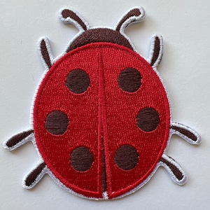 Red Ladybug Iron-On Embroidered Patch – 3.5&quot; Nature-Inspired Applique for Jackets, Backpacks, and Hats