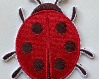 Red Ladybug Iron-On Embroidered Patch – 3.5" Nature-Inspired Applique for Jackets, Backpacks, and Hats