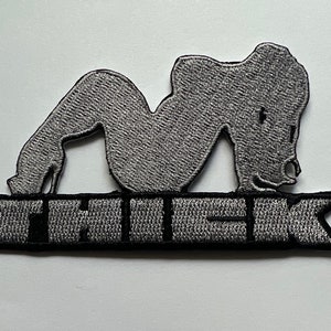 Vintage Thick Seated Lady Mudflap Girl 4 Inch Iron-On Patch & Sticker Set