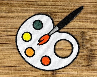 Opstrijkpatch verfpalet kunstenaar – kleurrijke geborduurde appliqué voor kleding, tassen en accessoires – cadeau kunstliefhebber